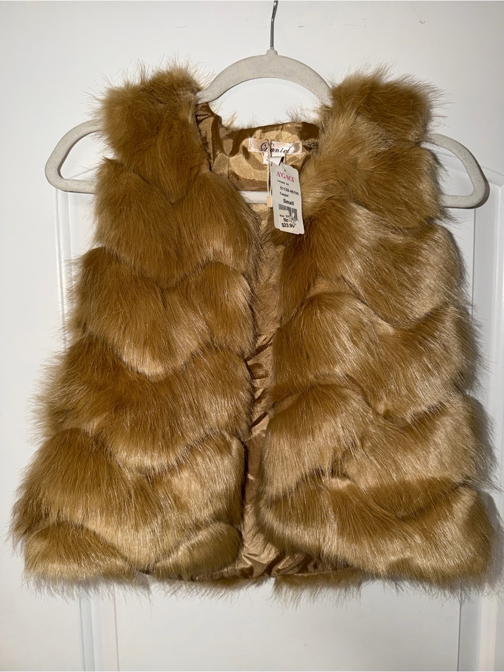 a'gaci Taupe Faux Fur Vest